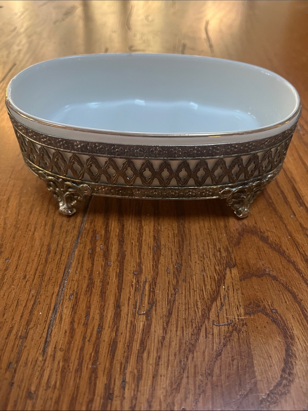 Vintage Ornate and Gold-Trim Porcelain soap dish